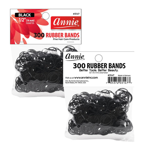 Rubber Bands Tangle Free Large Black 300 Pcs